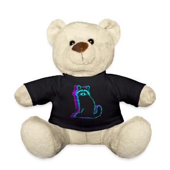 Retro Raccoon Possum Street Cat Vaporwave - Teddy Bear - black - Front