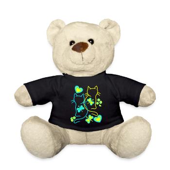 Retro Cats Cat Vintage 80s 90s - Teddy Bear - black - Front