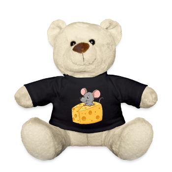 Animal Cartoon Mouse with Cheese - Teddy Bear - black - Front