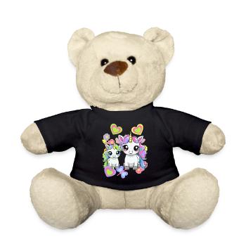 Unicorn Unicorns Child Kids Baby Birthday - Teddy Bear - black - Front