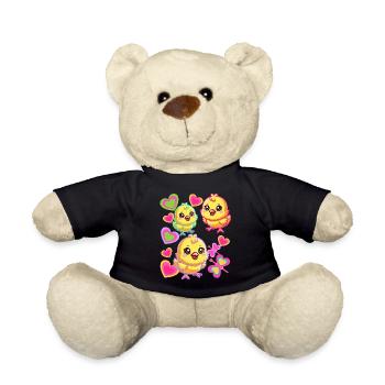 Chick Retro Vintage 80s 90s Chicken Kids Baby - Teddy Bear - black - Front