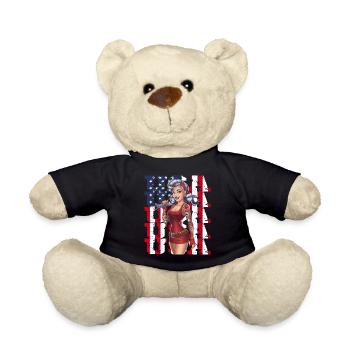 Retro Amerika Pin-up Stil mit USA Flagge und - Teddy - Schwarz - Vorne