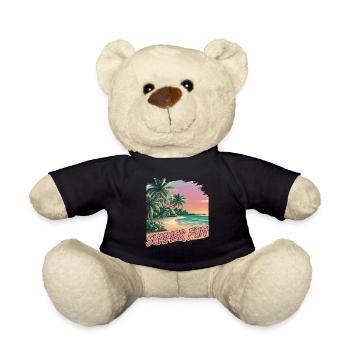 Summer Fun Beach Sunset Palm Trees - Teddy Bear - black - Front