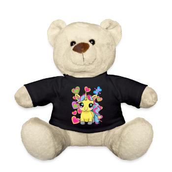 Unicorn Unicorns Kids Child Retro Horse 80s - Teddy Bear - black - Front