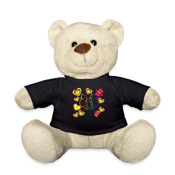 Retro Cats Cat Family Cat Kids - Teddy Bear - black - Front