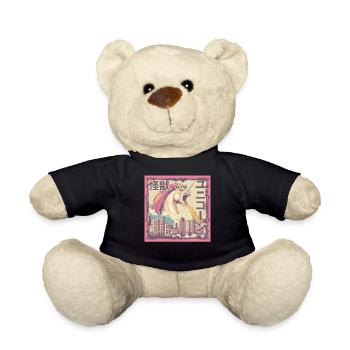 Kaiju Unicorn Japanese Monster Rainbow - Teddy Bear - black - Front