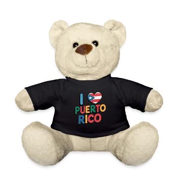 Ich Liebe Puerto Rico Herz Flagge Stolz - Teddy - Schwarz - Vorne