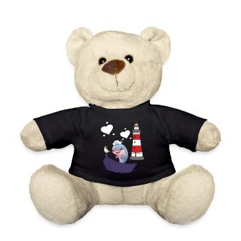 Delphin Fisch Fische maritim Kinder Kind Boot - Teddy - Schwarz - Vorne