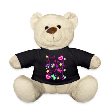 Cats Cat Retro Vintage 80s 90s Kids - Teddy Bear - black - Front
