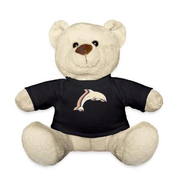 Dolphin Ocean Animal Retro Line Art - Teddy Bear - black - Front
