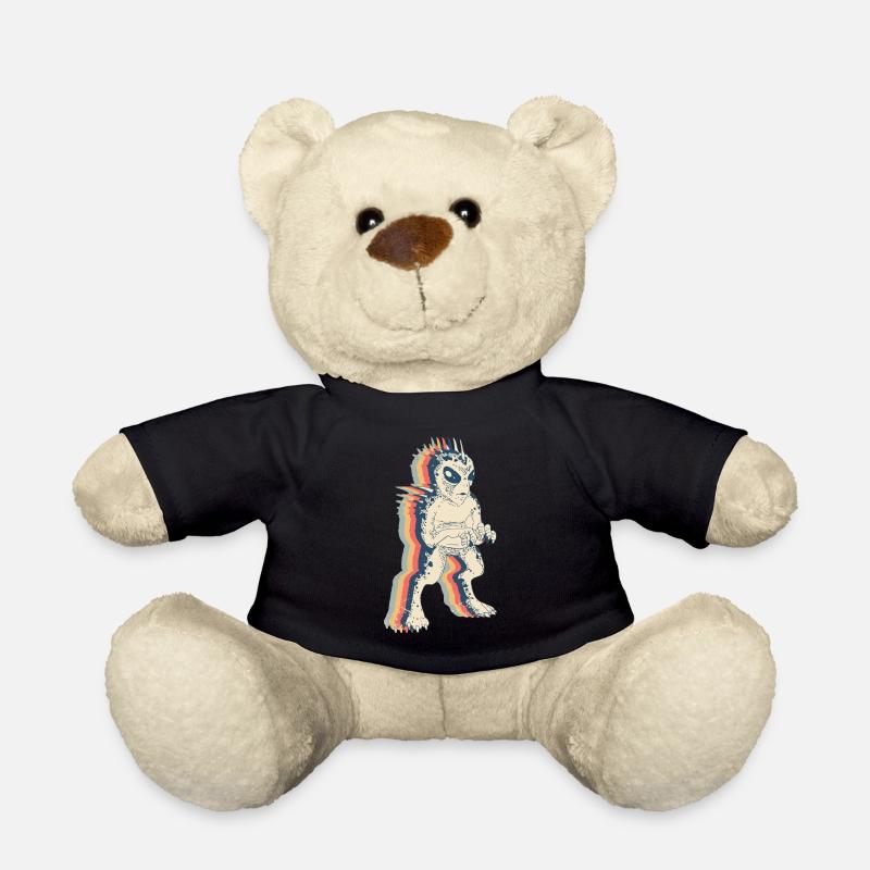 El Chupacabra Crypto Cryptozoology Retro Line Art - Teddy Bear - black