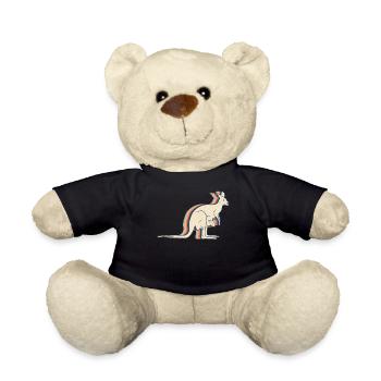 Kangaroo Australia Retro Line Art - Nounours - noir - Devant