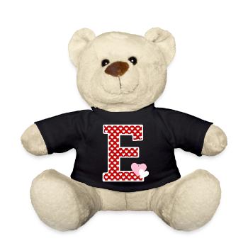 Letter E heart - Teddy Bear - black - Front