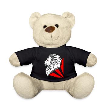 Stylish lion with headphones - Teddy Bear - black - Front