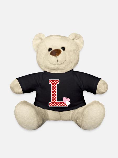 Lettre l cœur - Nounours - noir