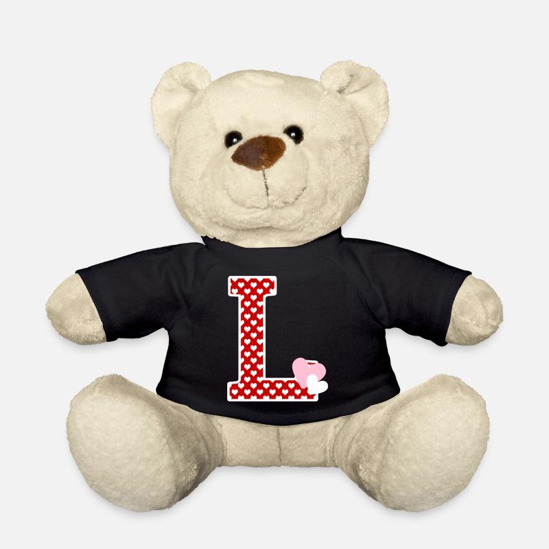 Lettre l cœur - Nounours - noir