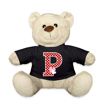 Letter p heart - Teddy Bear - black - Front