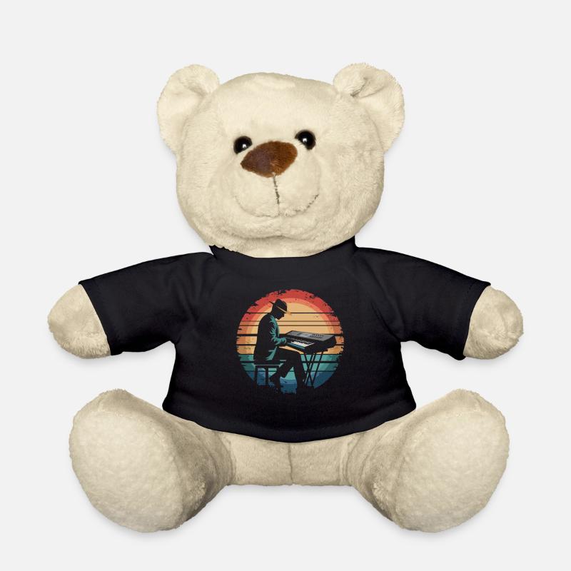 Retro Vintage Keyboard Player Sunset Music Lover - Teddy - Schwarz