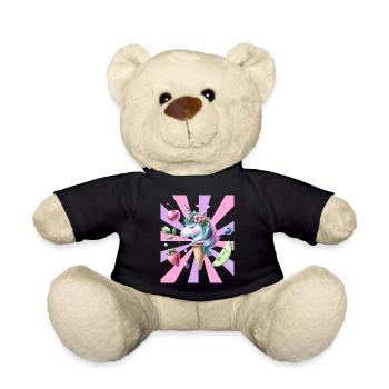 Einhorn Eis Kinder Mädchen Jungen Teenie Einhörner - Teddy - Schwarz - Vorne