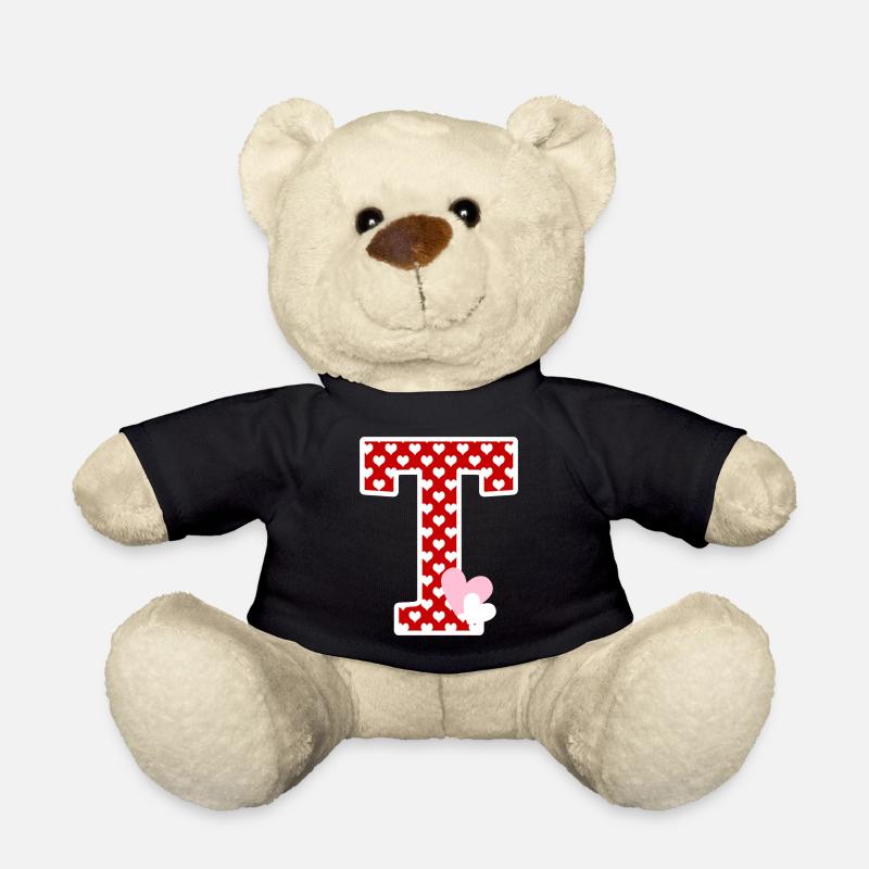 Buchstabe t Herz - Teddy - Schwarz