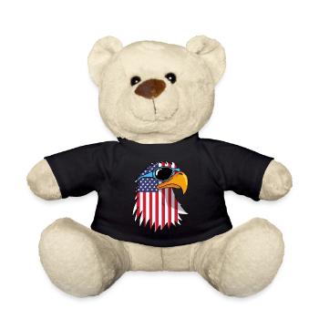 Eagle and American Flag - Teddy Bear - black - Front