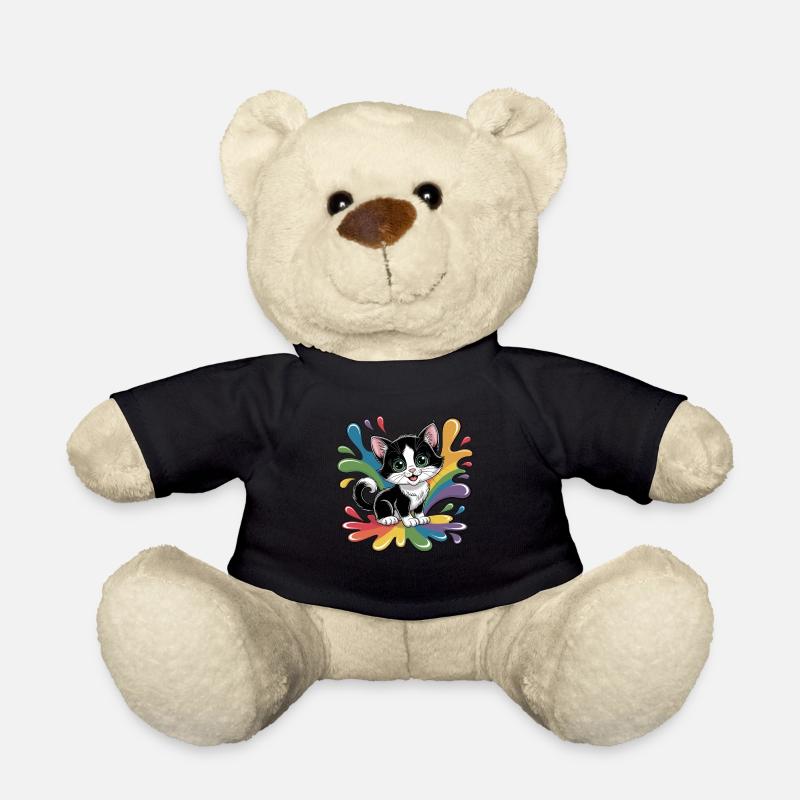 Süßes Kätzchen mit Regenbogenfarben - Teddy - Schwarz