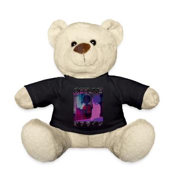 80s Retro Vaporwave Aesthetic Offline Glitch - Teddy Bear - black - Front