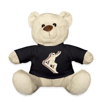 Snowboarding Snowboard Snowboarder Retro Line Art - Teddy Bear - black - Front