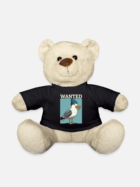 Gesuchte Möwe Mit Pommes Beanie Illustration - Teddy - Schwarz