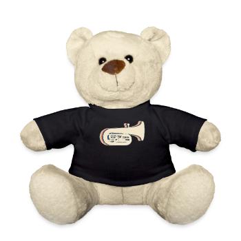 Tuba Instrument Tubist Retro Line Art - Teddy Bear - black - Front