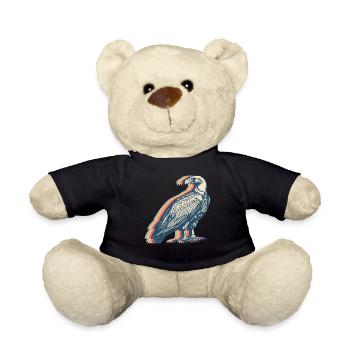 Vulture Bird Retro Line Art - Teddy Bear - black - Front