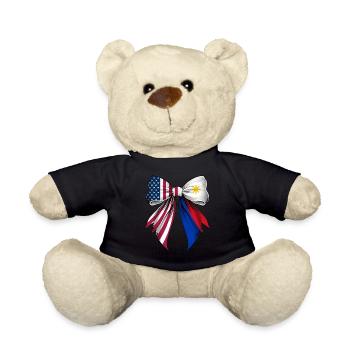 Coquette Bow Philippines Filipino Filipina Pride - Teddy Bear - black - Front