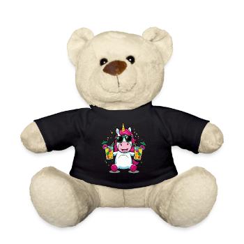 Einhorn Cocktail Saufen Party Feiern Urlaub JGA - Teddy - Schwarz - Vorne