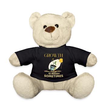 Growth metaphor with flower in pot - Teddy Bear - black - Front