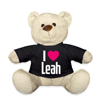 I Love Leah Pink Heart I Love Leah - Teddy Bear - black - Front