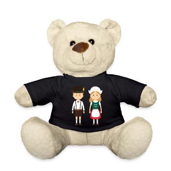 Volkstracht Kinderpaar in Lederhosen und Dirndl - Teddy - Schwarz - Vorne