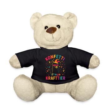 Karneval Konfetti Alpaka mit Narrenkappe  - Teddy - Schwarz - Vorne
