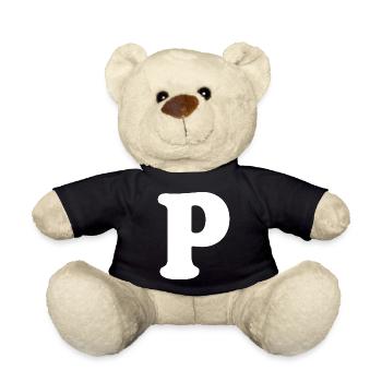 Large P Style Print | Letter P | P Logo - Teddy Bear - black - Front