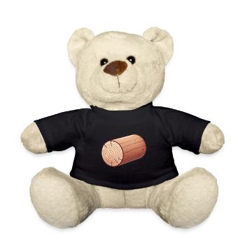 Rustic Wooden Log Illustration - Teddy Bear - black - Front
