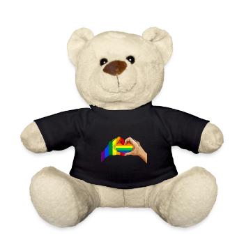 Hände mit Herz Flagge Pride LGBT - Teddy - Schwarz - Vorne