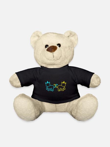 Einhörner Katzen Retro Vintage 80er 90er Katze - Teddy - Schwarz