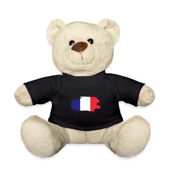 Frankreich Flagge Used Look Französische Fahne - Teddy - Schwarz - Vorne