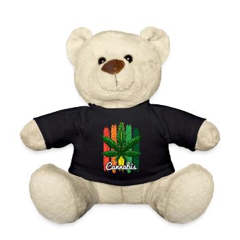 Cannabis Hashish Jamaica Hemp Leaf Gift - Teddy Bear - black - Front