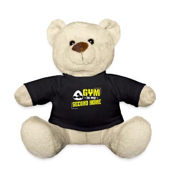 Gym is my Second Home Fitness Sportsmen Body Gift - Teddy Bear - black - Front