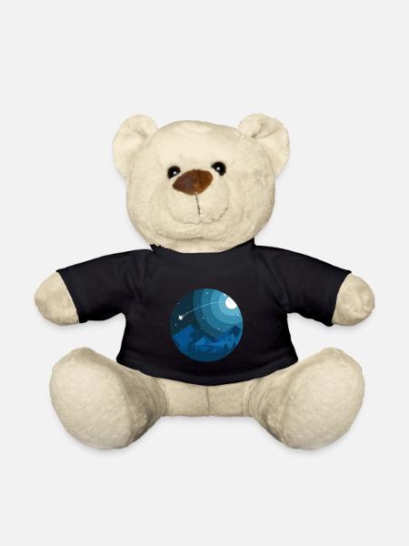 Uncharted Night Sky Circular Simple Graphic - Teddy Bear - black