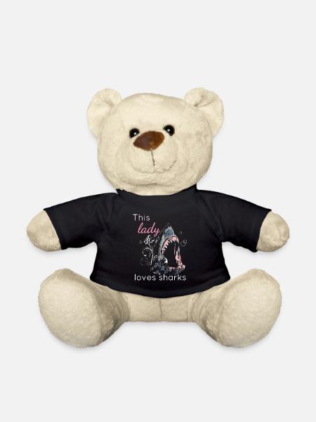 Shark Lover This Lady Loves Sharks - Teddy Bear - black