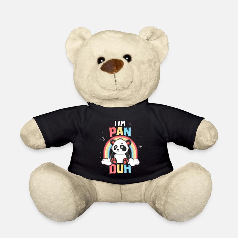 Ich bin Pan Duh T-Shirt Panda Pansexual Pride Rainbow - Teddy - Schwarz