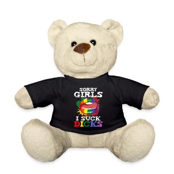 Gay Schwul Spruch Homo I Suck Dicks Provokant Mund - Teddy - Schwarz - Vorne