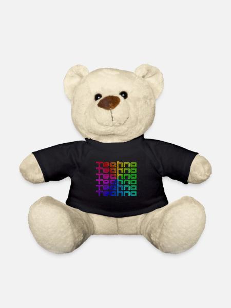 Techno Musik Bass Regenbogen Neon Geschenk - Teddy - Schwarz