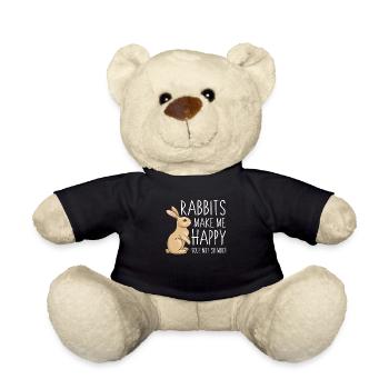 Happy Rabbits - bunny, rabbit, gift - Teddy Bear - black - Front